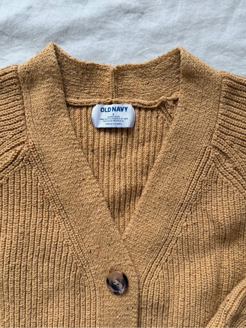 Old Navy Women's Yellow Ribbed Button-Front Cardigan Size S - Picture 2 of 4